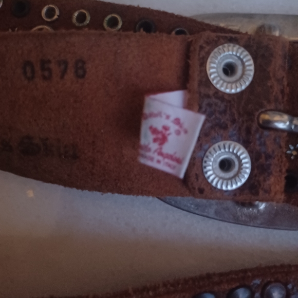 Devil's Skin brown leather stones/studs 2" belt. - Picture 5 of 6